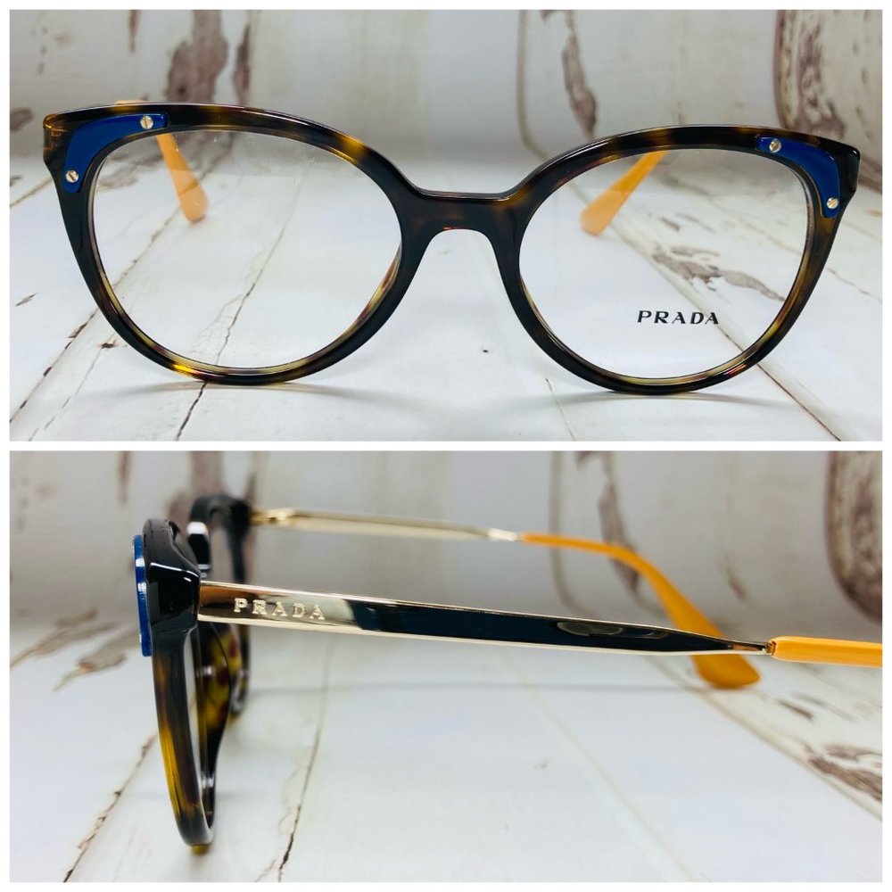 Prada Women Oval Brown Tortoise Gold Eyeglasses Glasses Frames NWOT